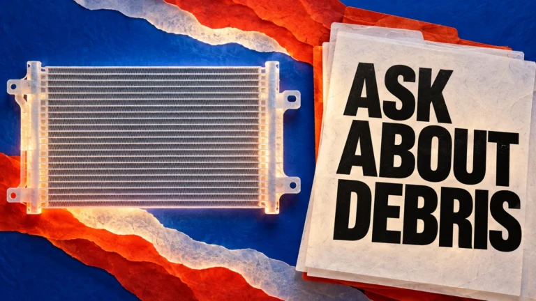 Translucent paper condenser silhouette and blank dossier accompany ASK ABOUT DEBRIS.