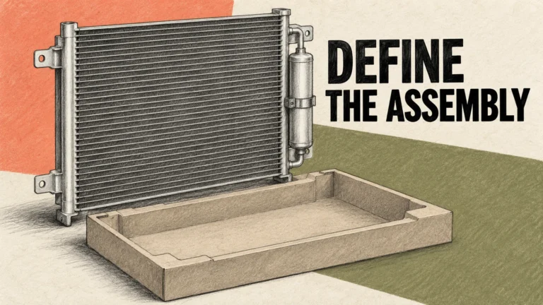 A charcoal pencil generic condenser with side canister and empty tray accompanies DEFINE THE ASSEMBLY.