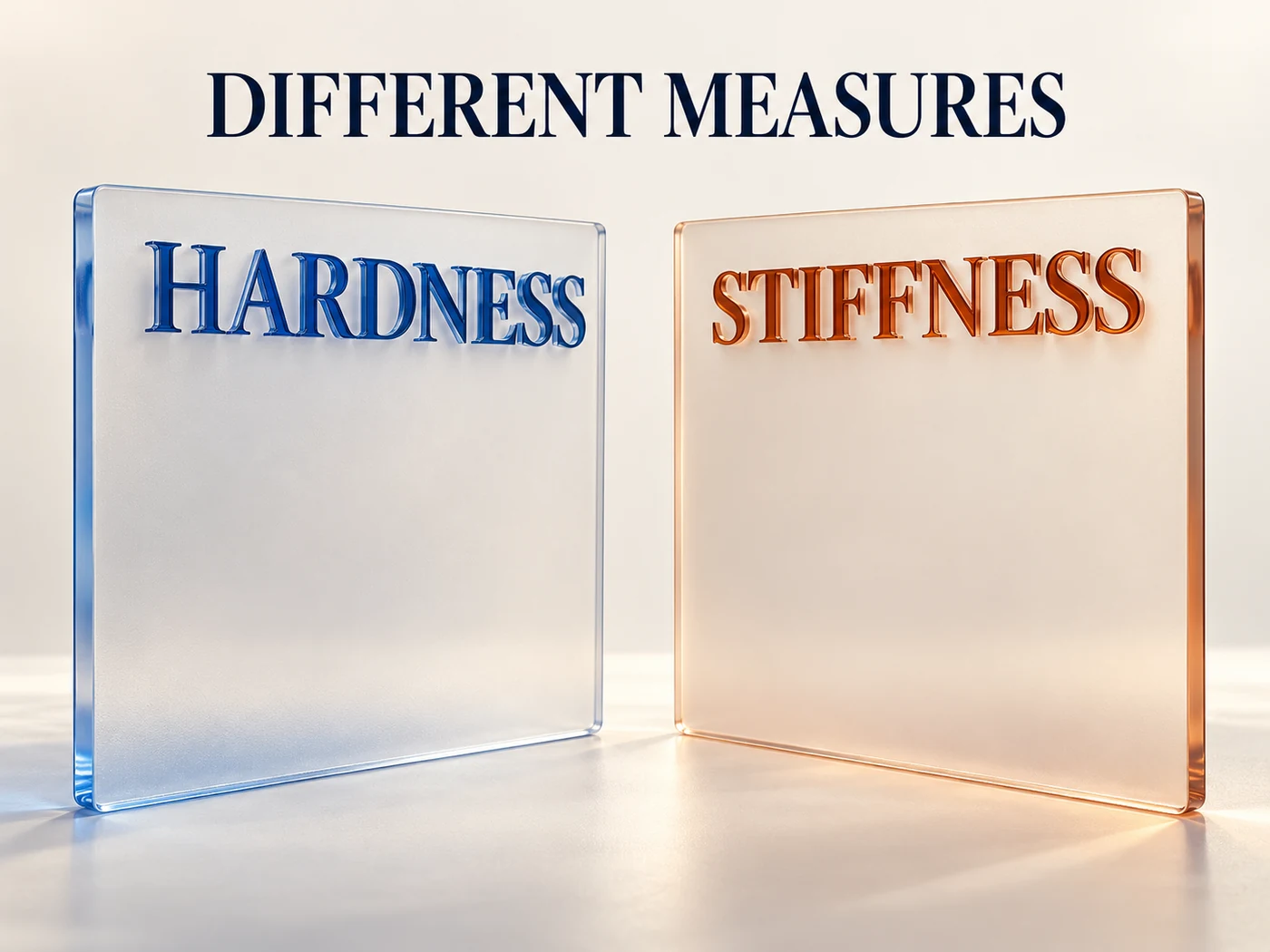 Cobalt and terracotta glass panels distinguish Hardness and Stiffness beneath Different Measures.